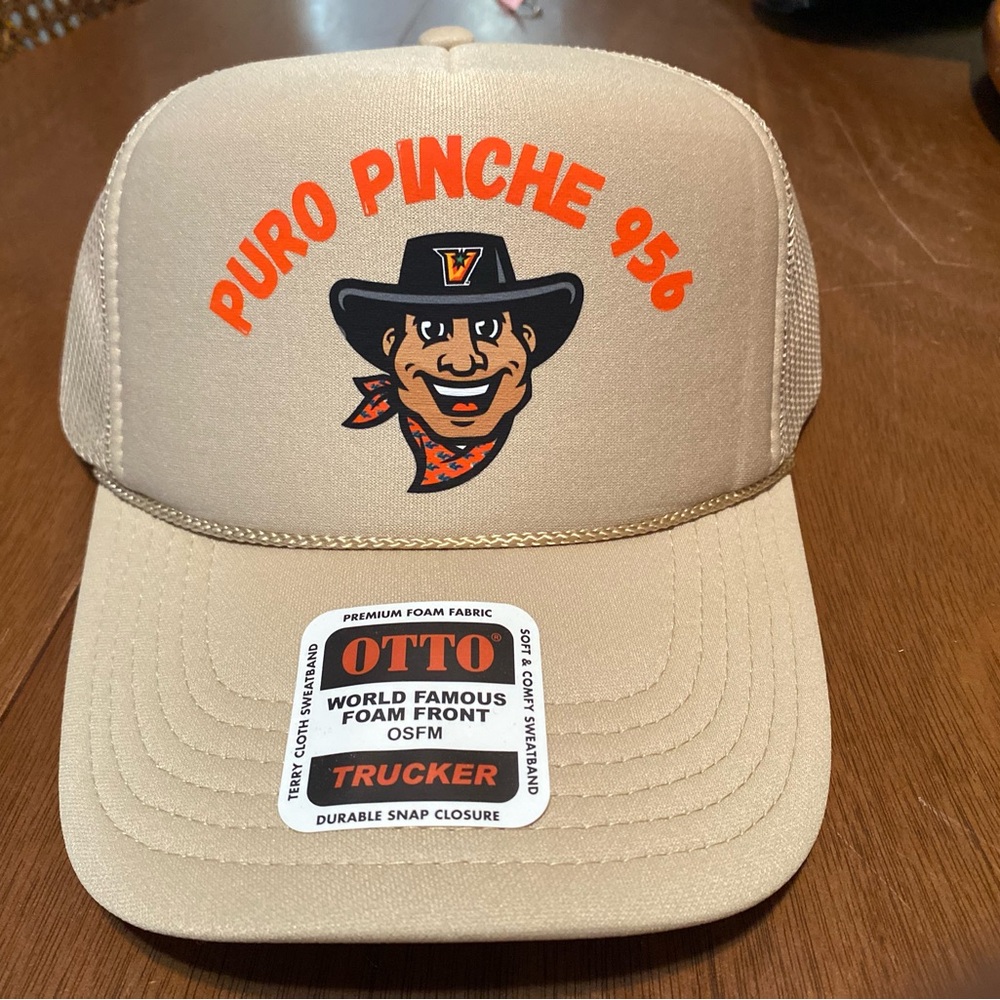 OTTO Tan Trucker Hat with Cowboy Design
